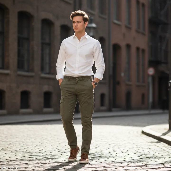 شلوار سبز با پیراهن سفید