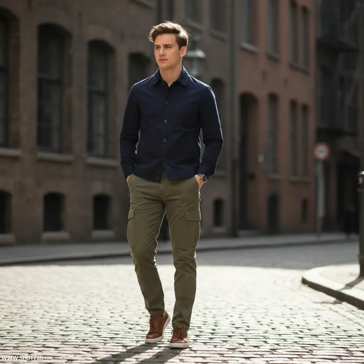 شلوار سبز و پیراهن سرمه ای