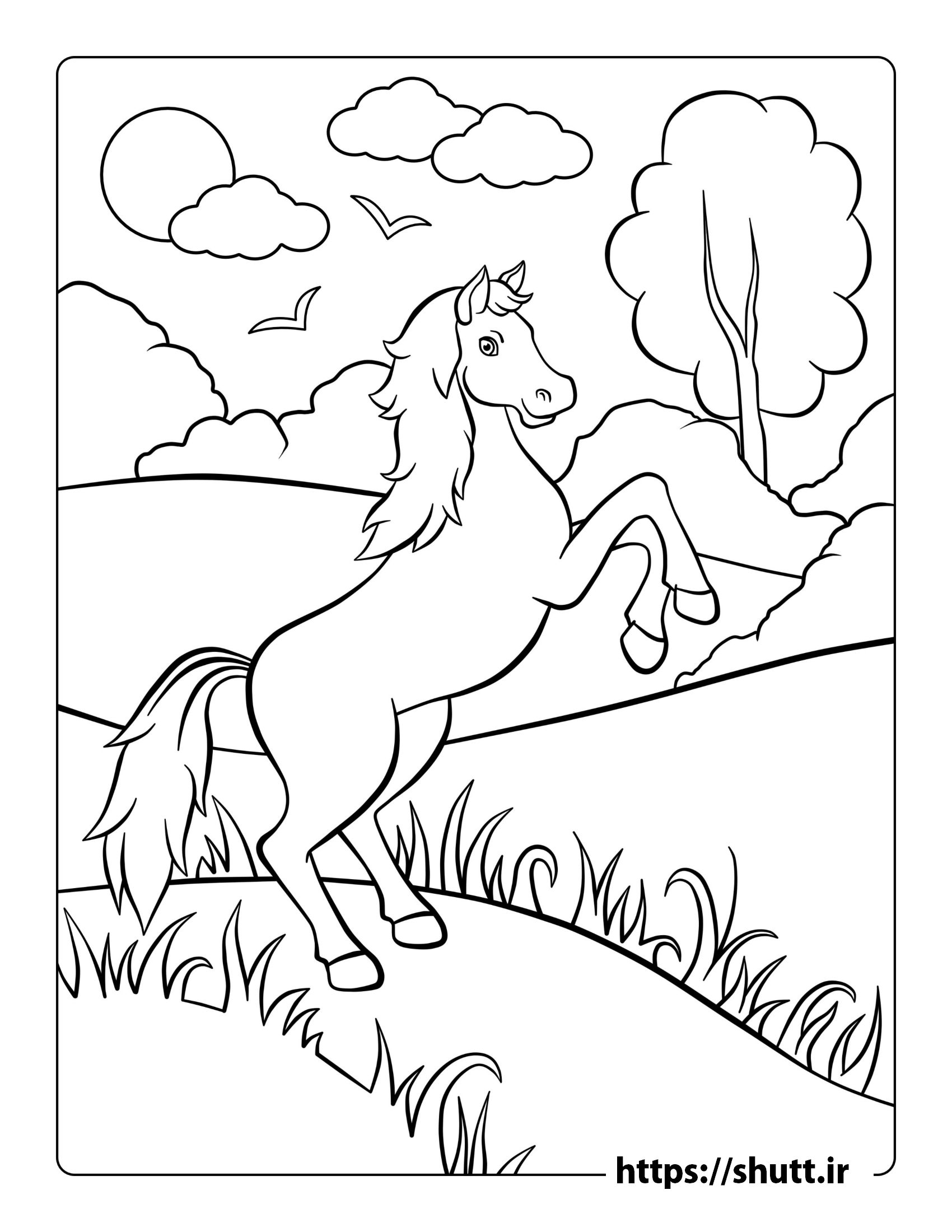 رنگ آمیزی نقاشی اسب زیبا
