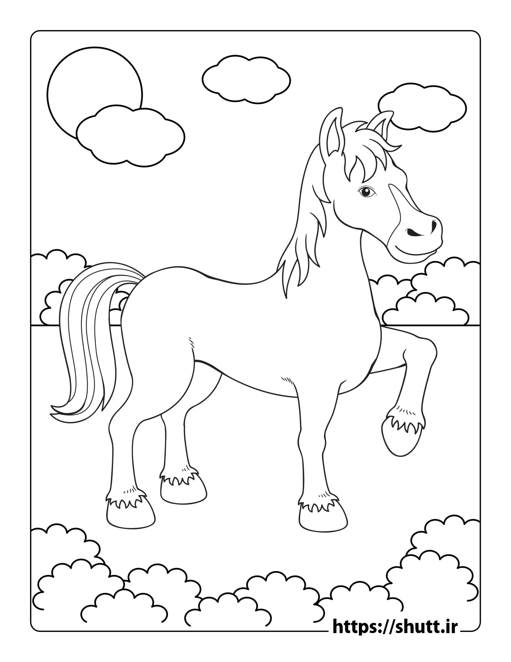 رنگ آمیزی نقاشی ساده اسب