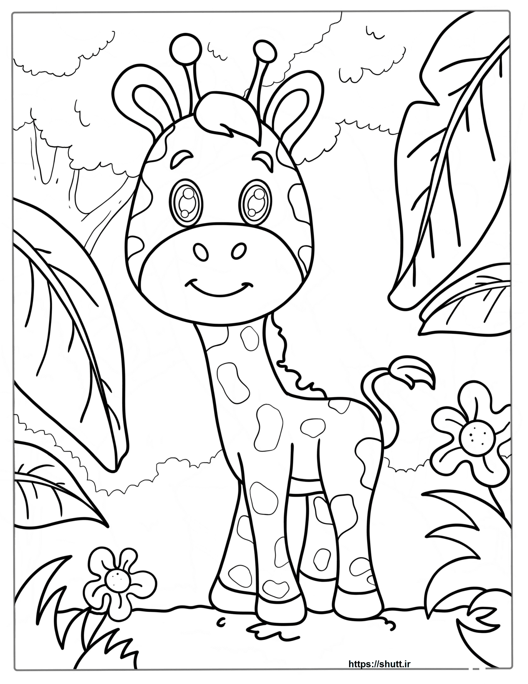 نقاشی بچه زرافه برای رنگ آمیزی