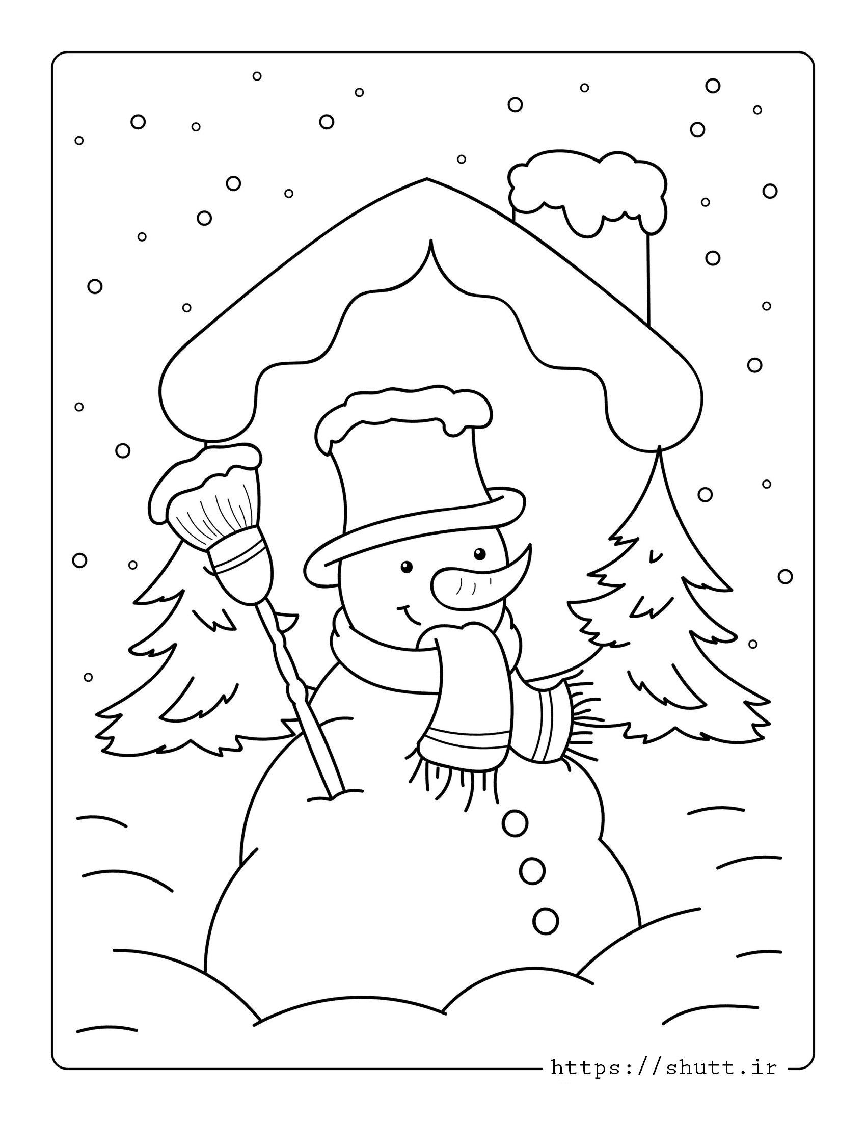 نقاشی آدم برفی رنگ آمیزی