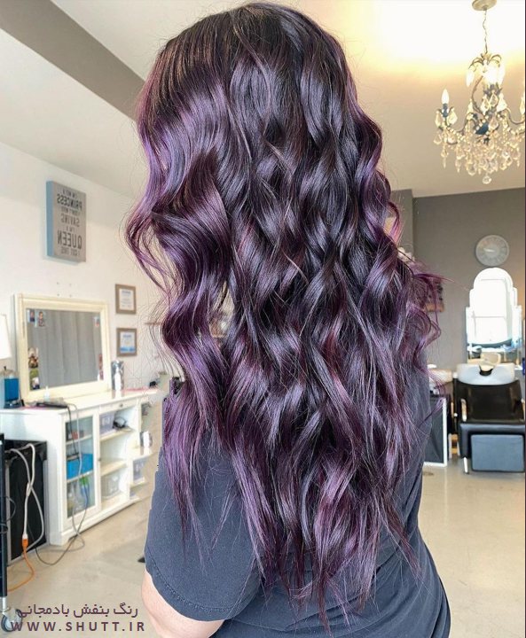 عکس رنگ مو بادمجانی